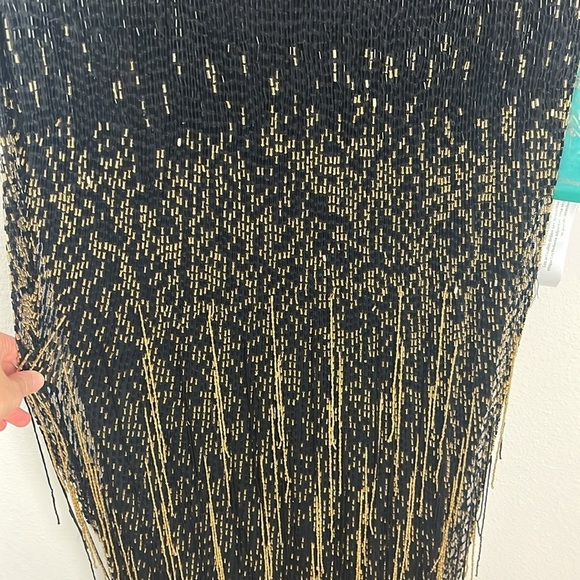 Mac Duggal Long Sleeve Beaded Fringe Gown 93584 - Picture 6 of 9